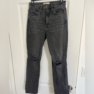 Madewell The High-Rise Slim Boyjean in Caton Wash: Ripped-Knee Edition